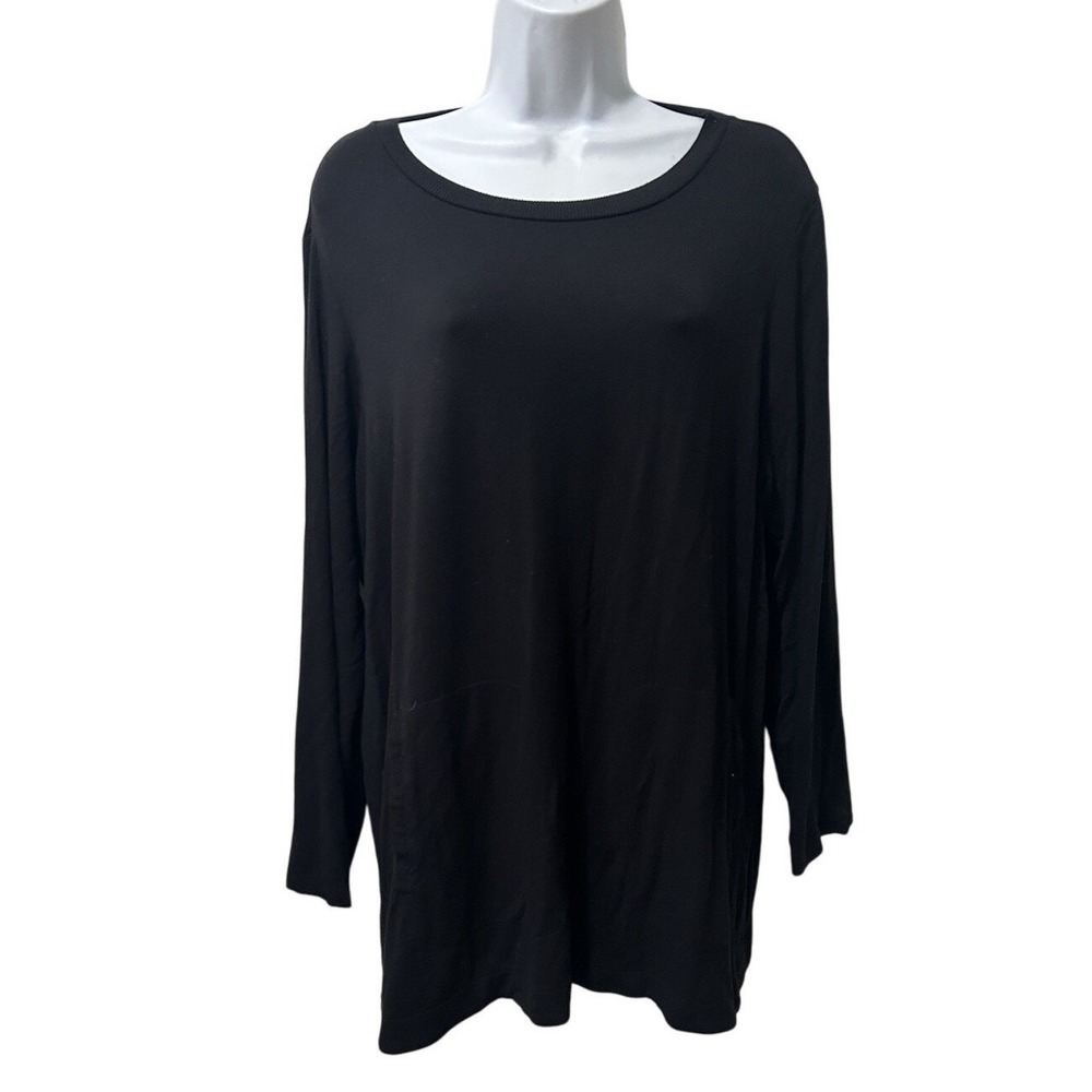Susan Graver Weekend Black Long Sleeve Tunic Top Womens Plus Size 1XP petite